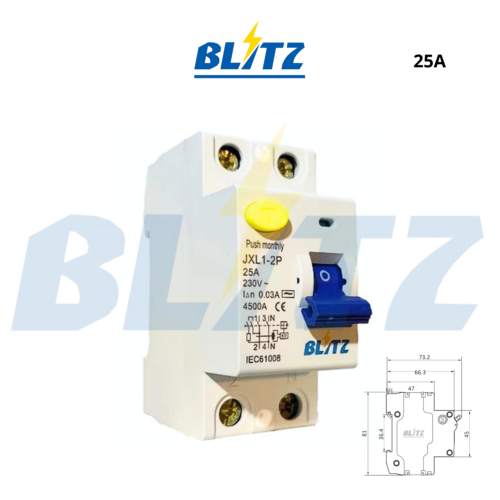 Interruptor diferencial BLITZ 2x25Ax30mA